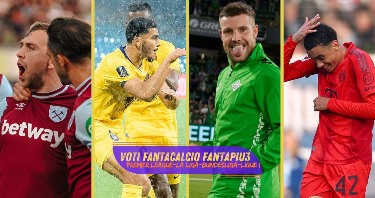 Voti fantacalcio Fantapiu3 per Premier League, La Liga, Bundesliga e Ligue 1