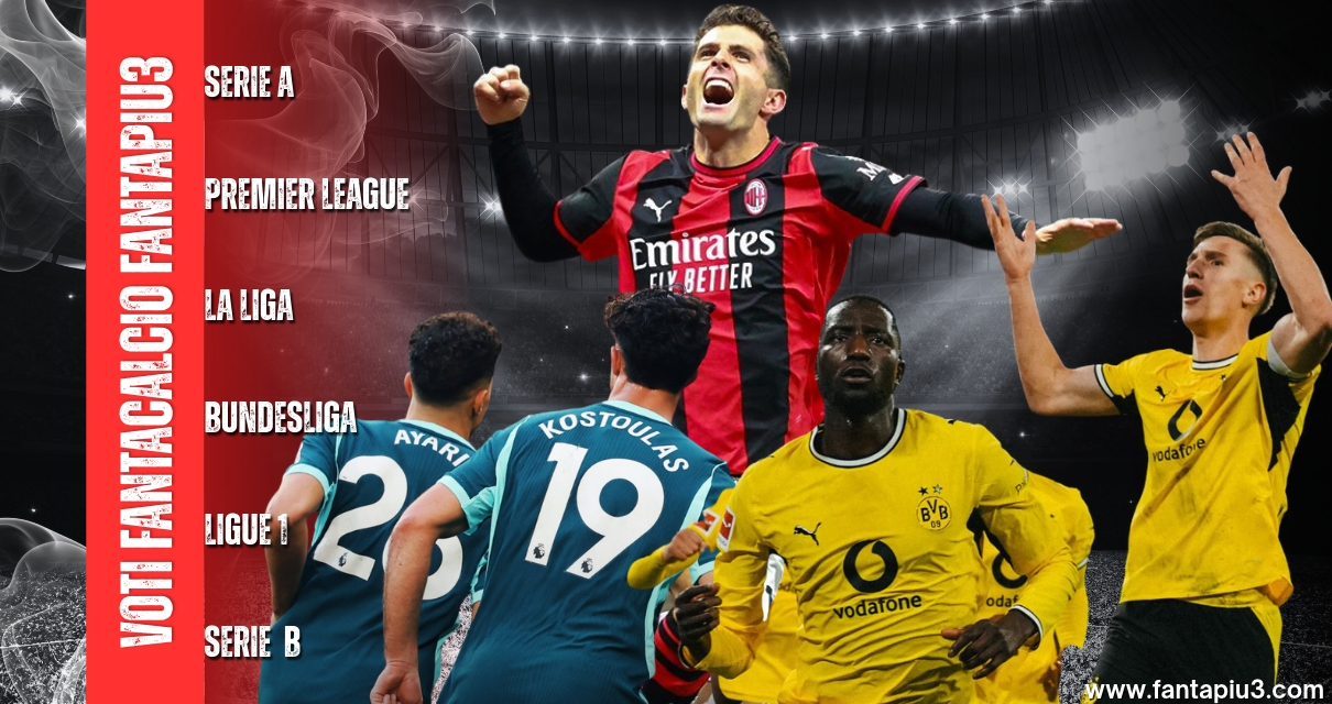Voti Fantacalcio Fantapiu3 del sabato di Serie A, Premier League, La Liga, Bundesliga, Ligue 1 e Serie B