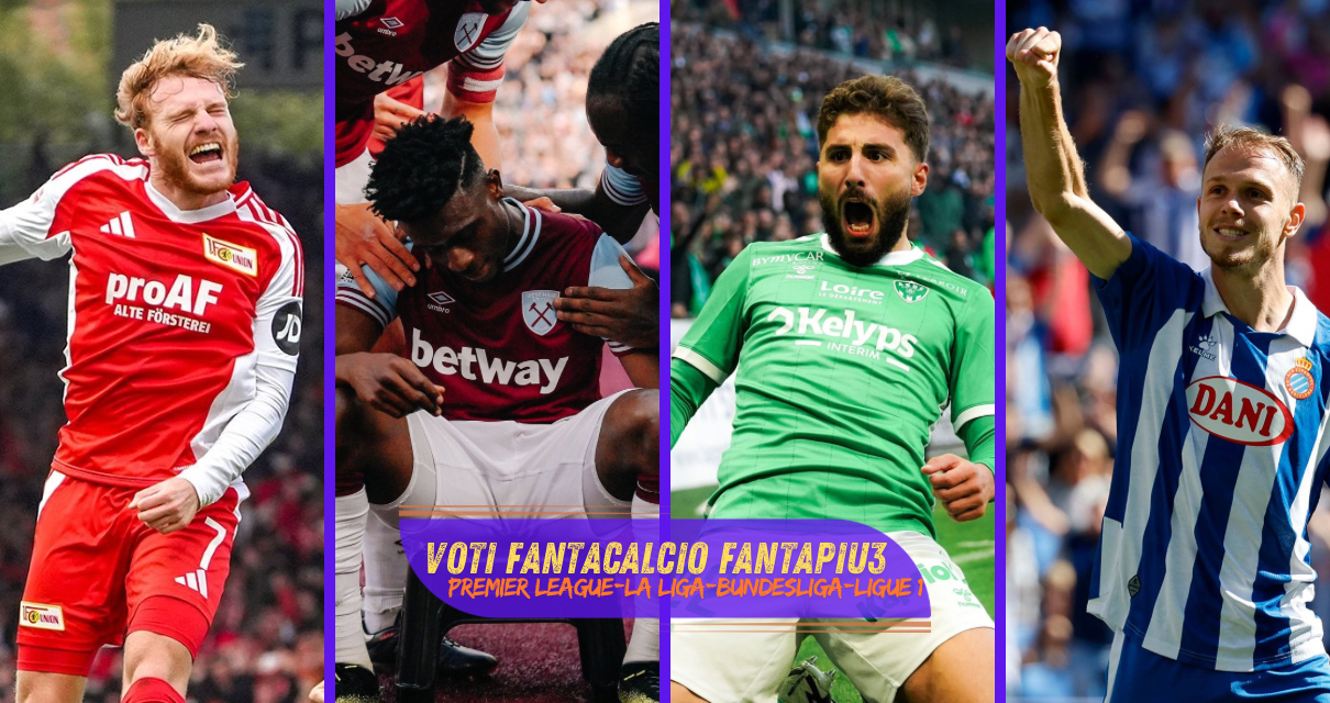 Voti fantacalcio Fantapiu3 Premier League, La Liga, Bundesliga, Bundesliga e Ligue 1