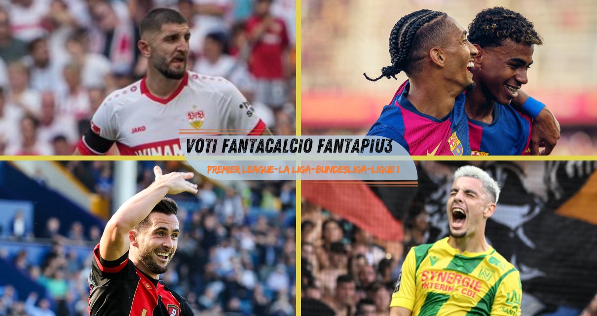 Voti fantacalcio Fantapiu3 per Premier League, La Liga e Ligue 1