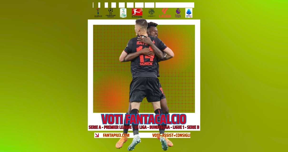 Voti Fantacalcio Fantapiu3 del sabato di Serie A, Premier League, La Liga, Bundesliga, Ligue 1 e Serie B