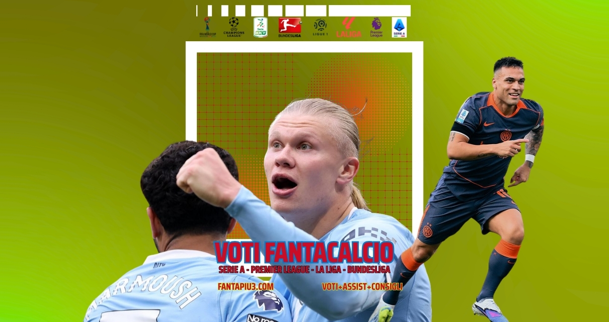 Voti Fantacalcio Fantapiu3 del sabato di Serie A, Premier League, La Liga e Bundesliga