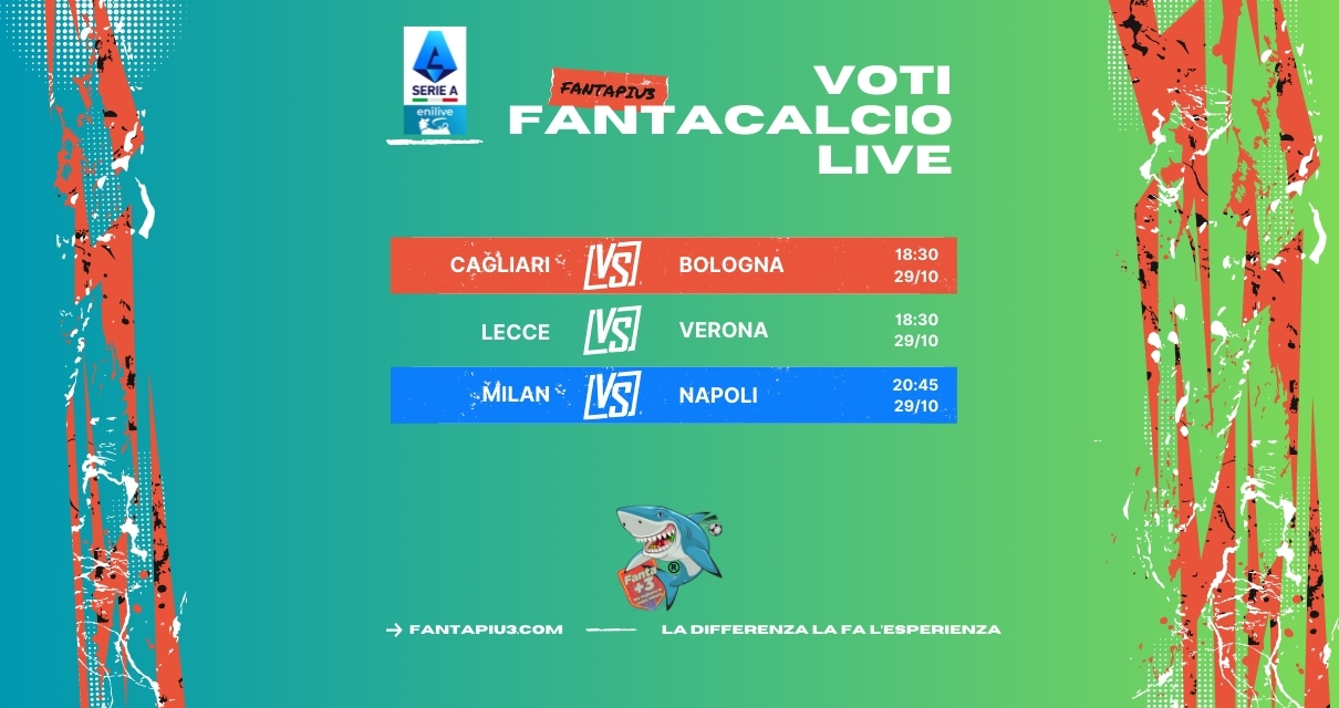 VOTI FANTACALCIO LIVE FANTAPIU3 DELLA 10ª Giornata